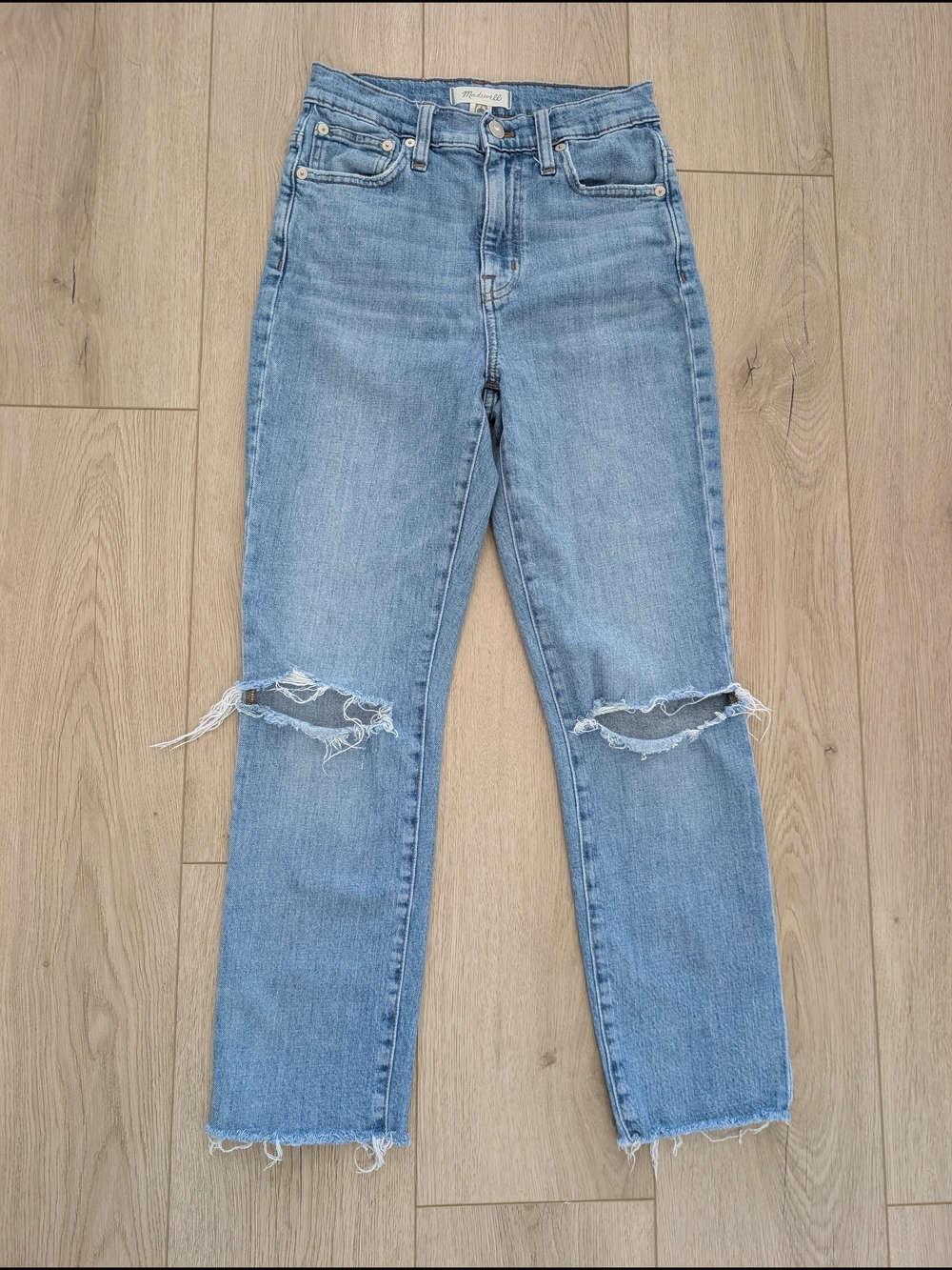 Madewell The High-Rise Slim Crop Boyjean | Knee Rip Edition | Size 23